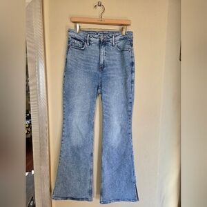 Old Navy Higher High Rise Split Hem Flare Wide Leg Jeans 70s Acid Wash